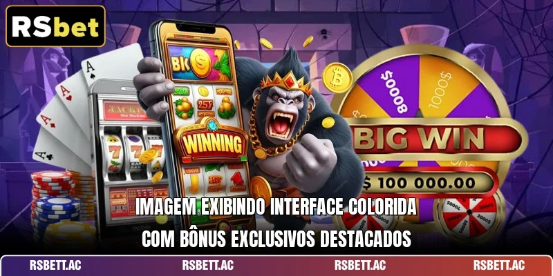 Imagem exibindo interface colorida com bônus exclusivos destacados