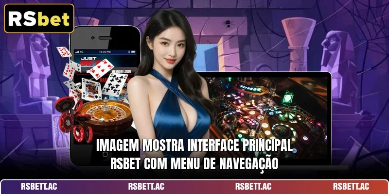 Home 2 Imagem mostra interface principal RSBET com menu de navegação