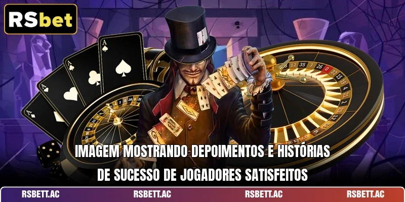 Imagem mostrando depoimentos e histórias de sucesso de jogadores satisfeitos