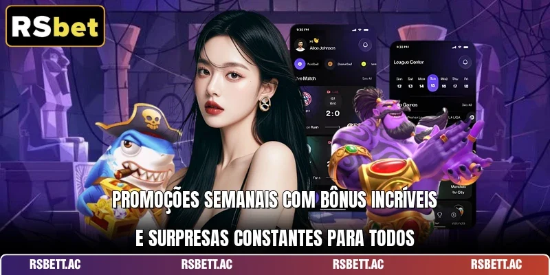 Promoções semanais com bônus incríveis e surpresas constantes para todos