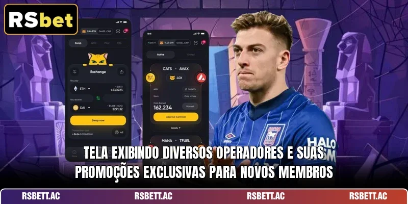 Tela exibindo diversos operadores e suas promoções exclusivas para novos membros