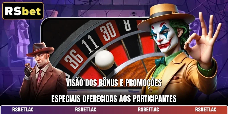 Visão dos bônus e promoções especiais oferecidas aos participantes
